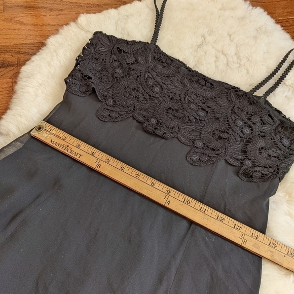Vintage LAURA ASHLEY silk crochet lace maxi black dress 6 small - Picture 10 of 11
